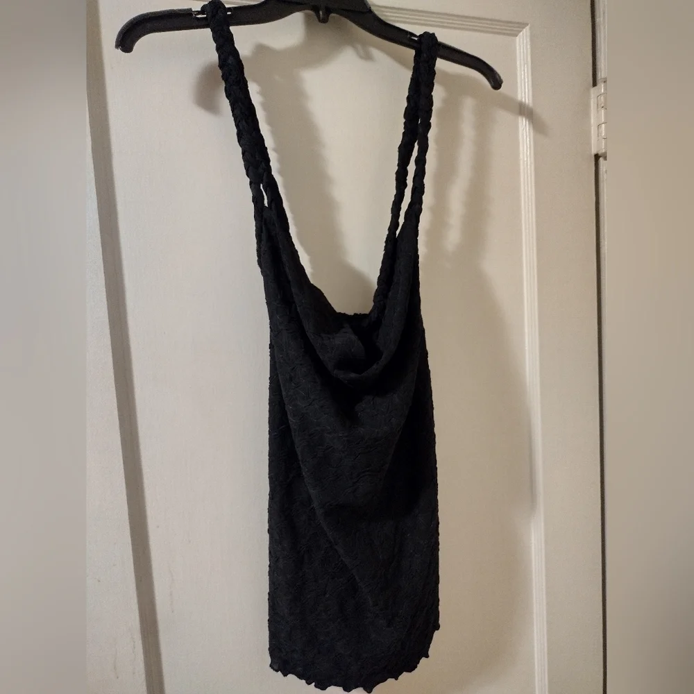 Free People Black Lace Braided-Strap Cami